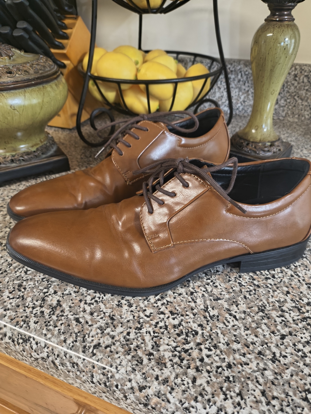 Alfani Classic Tan Leather Dress Shoes - Lace-Up Oxford